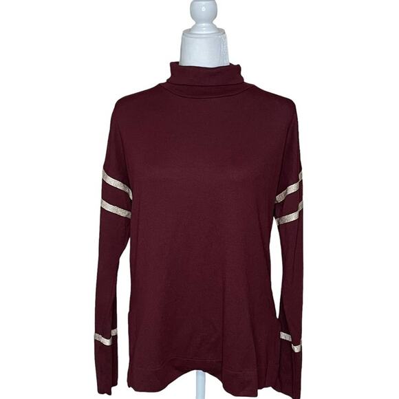 Laundry by Shelli Segal Maroon Lightweight Knit Sweater Top Varsity Style Size M - Picture 2 of 11